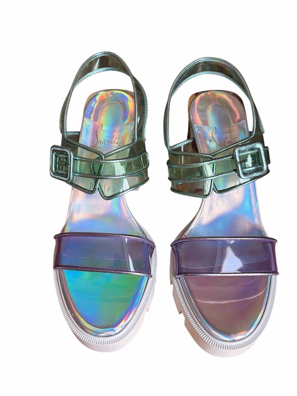 Christian Louboutin Duniss lug holographic iridescent pvc heels - Picture 6 of 11